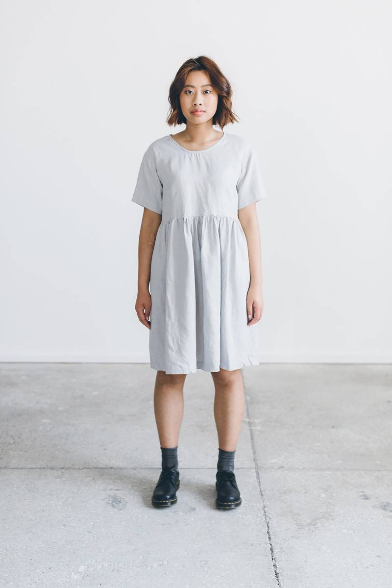 Anna Eisgraues Kleid - Schlichtes Leinenkleid Sommerkleid Für Jeden Tag Etuikleid Casual Oversized von Linenfox