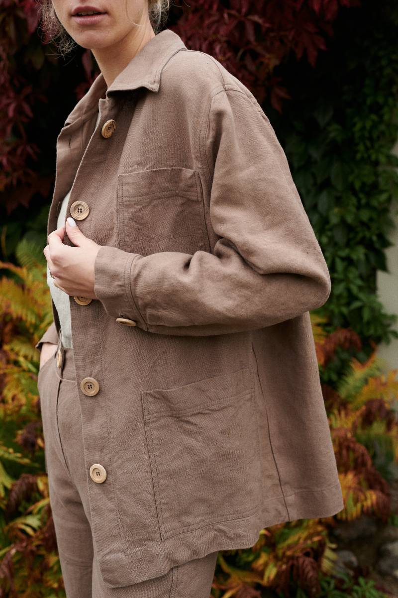 Bereit Zum Versand - Bill Schwere Kakaojacke Allzweckjacke Arbeitsjacke Arbeitskleidung Gebrauchsjacke Schwere Leinenjacke Leinenmantel von Linenfox