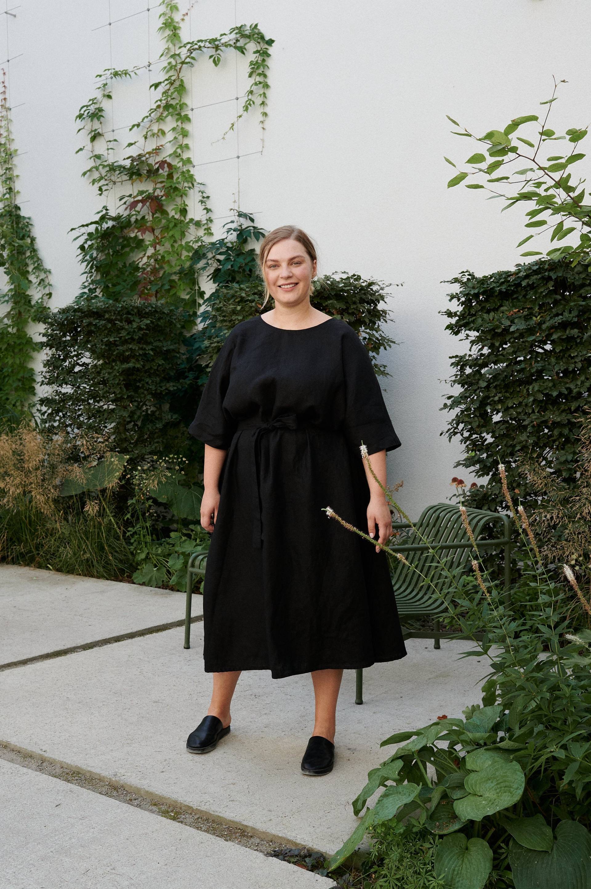 Ellen Schwarzes Kleid - Lockeres Leinenkleid Oversized Sommerkleid Langes Plus Size von Linenfox