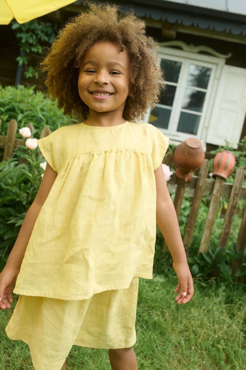 Mädchen Raff Leinen Top von Linenfox