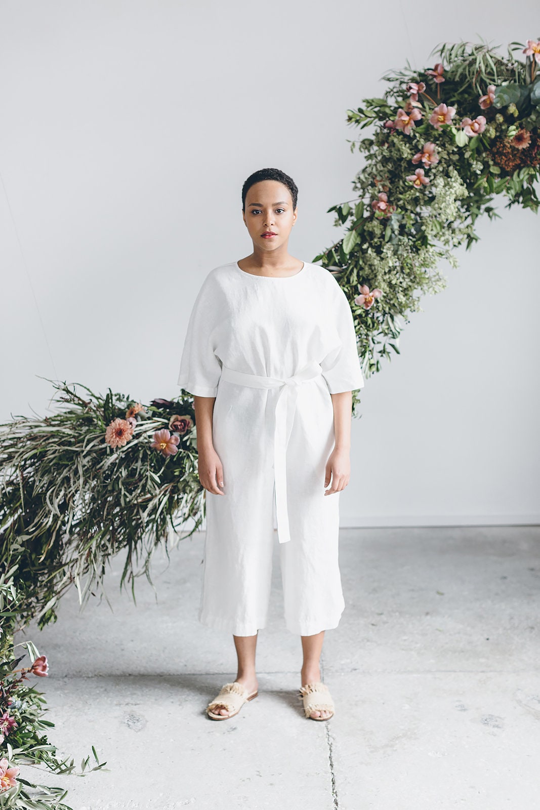 Olivia Milchig Weißer Overall - Leinen Oversized Strampler Damen Kleidung Weites Bein von Linenfox