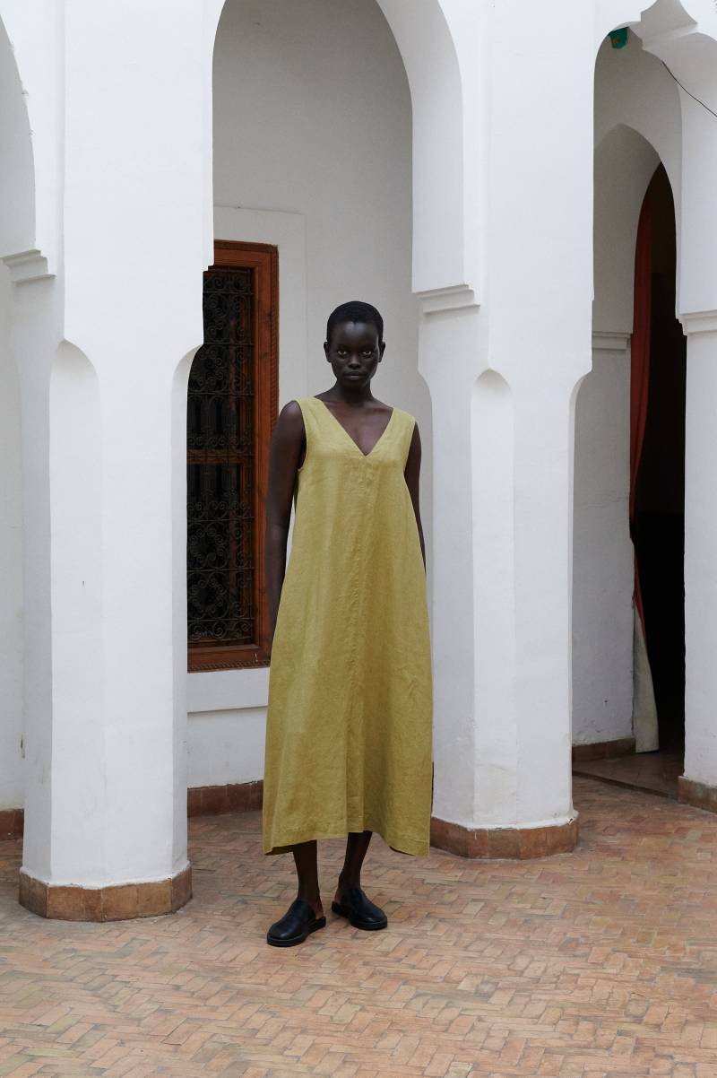 Rue Olive Leinenkleid - Kleid Mit Tiefem V-Ausschnitt Langes Maxi-Leinenkleid Sommerkleid Maxikleid von Linenfox