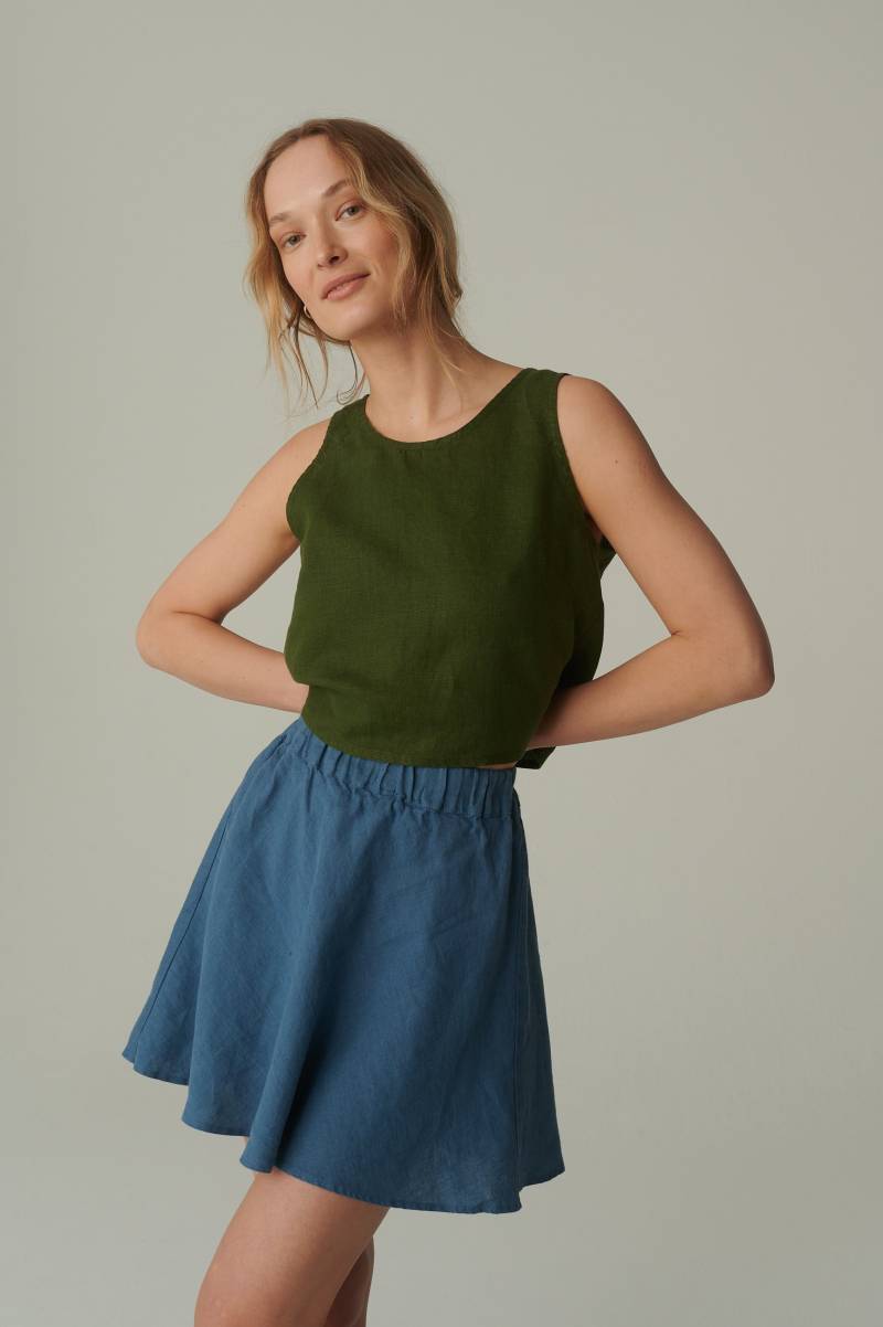 Sadie Waldgrün Leinen Top - Basic Tank Bluse Weiche Kleidung Sommer von Linenfox
