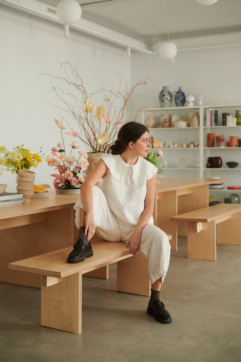 Versandfertig - Martha Milchig Weiße Bluse Weißes Leinen Top Basic von Linenfox