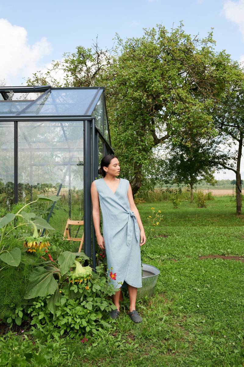 Zoe Meeresgrünes Kleid - Schwarzes Leinenkleid Umstandskleid Wickelkleid Aus Leinen Oversized Sommerkleid von Linenfox