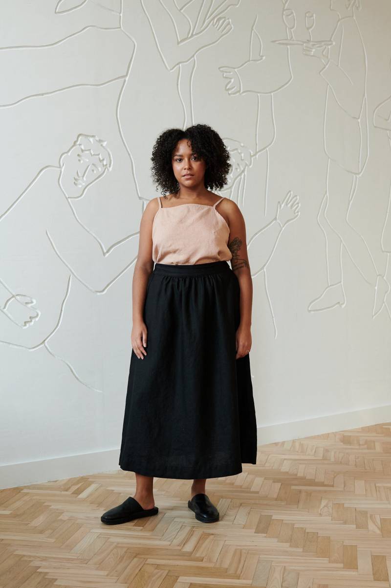 stella Dusty Peach Top - Leinen Bluse Basic Spaghetti Träger von Linenfox