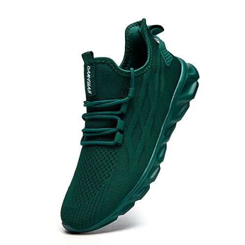 Linenghs Herren Schuhe Laufschuhe Turnschuhe Sportschuhe Sneaker Running Tennis Freizeit Straßenlaufschuhe Leichtgewichts Atmungsaktiv Walking Outdoor Fitness Jogging Dunkelgrün 42 EU von Linenghs