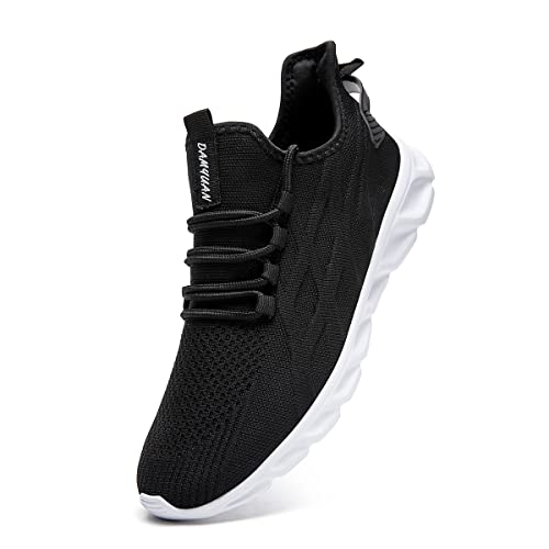 Linenghs Herren Schuhe Laufschuhe Turnschuhe Sportschuhe Sneaker Running Tennis Freizeit Straßenlaufschuhe Leichtgewichts Atmungsaktiv Walking Outdoor Fitness Jogging Schwarz weiß 39 EU von Linenghs