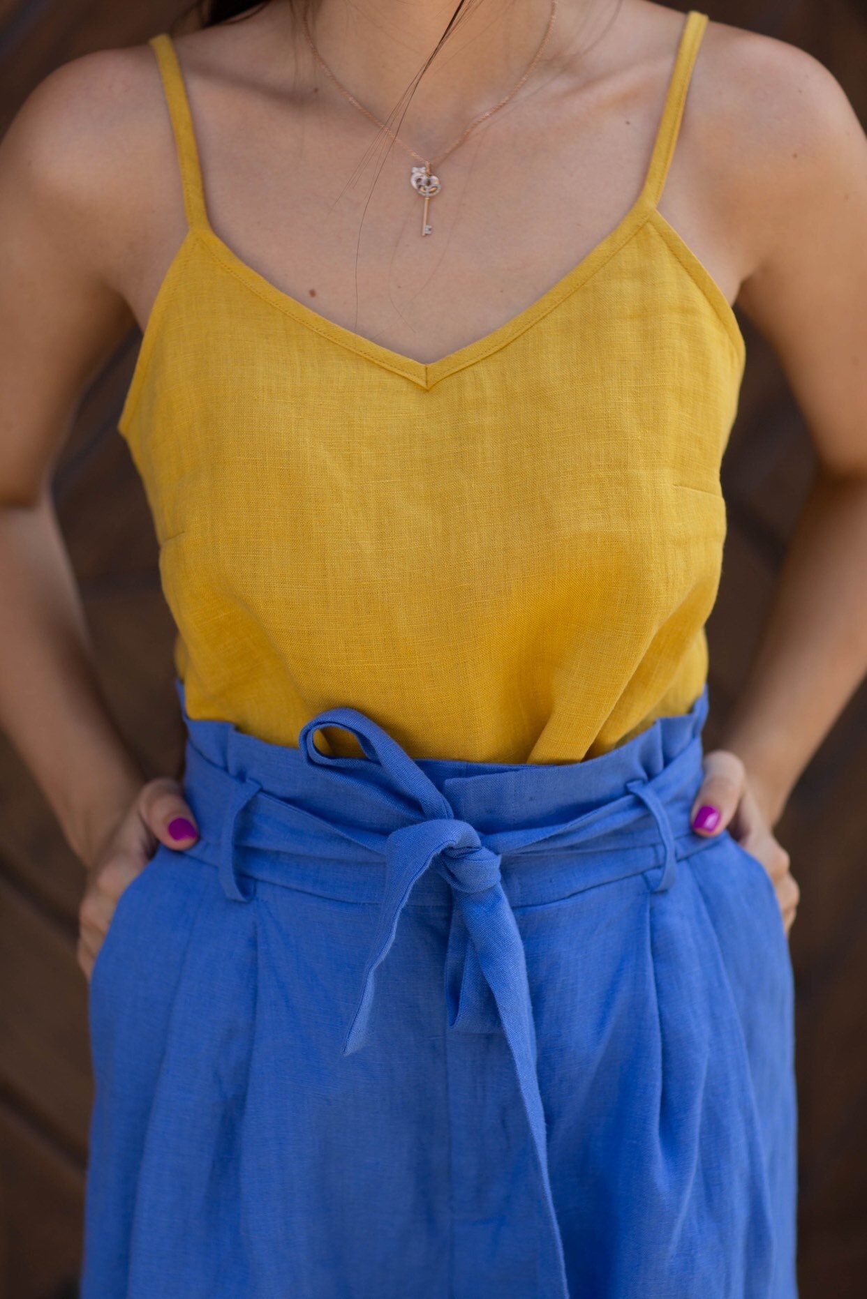 Leinen Cami Top, Leibchen, Bluse, Kleidung, Sommer Basic Mia Top von Linenlara