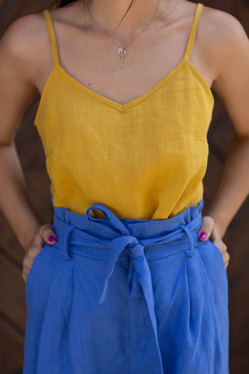 Leinen Cami Top, Leibchen, Bluse, Kleidung, Sommer Basic Mia Top von Linenlara