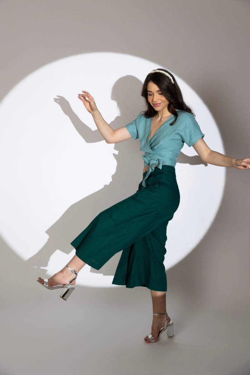 Leinen Gaucho Hose Für Frauen, Schlaghose, Capris, Crop Hose, Sommerhose, Culottes, Mit Weitem Bein, Boho Stila von Linenlara