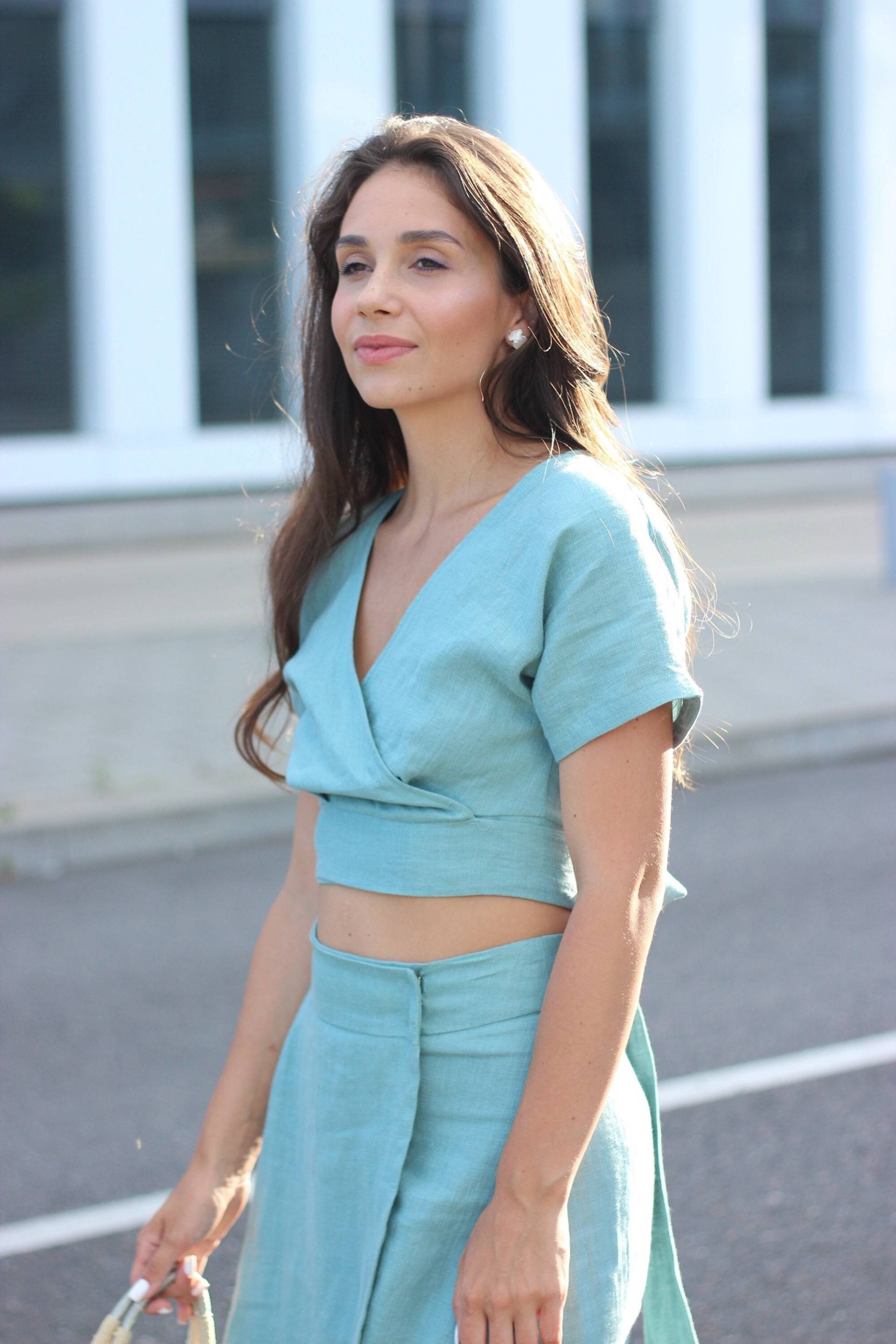 Leinen Wrap Top, Leinenbluse, Crop Tops, Top Für Frauen, Molly von Linenlara