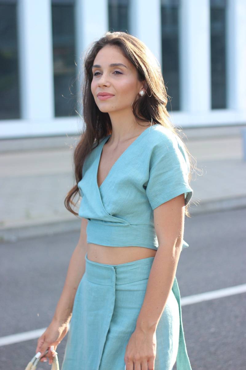 Leinen Wrap Top, Leinenbluse, Crop Tops, Top Für Frauen, Molly von Linenlara