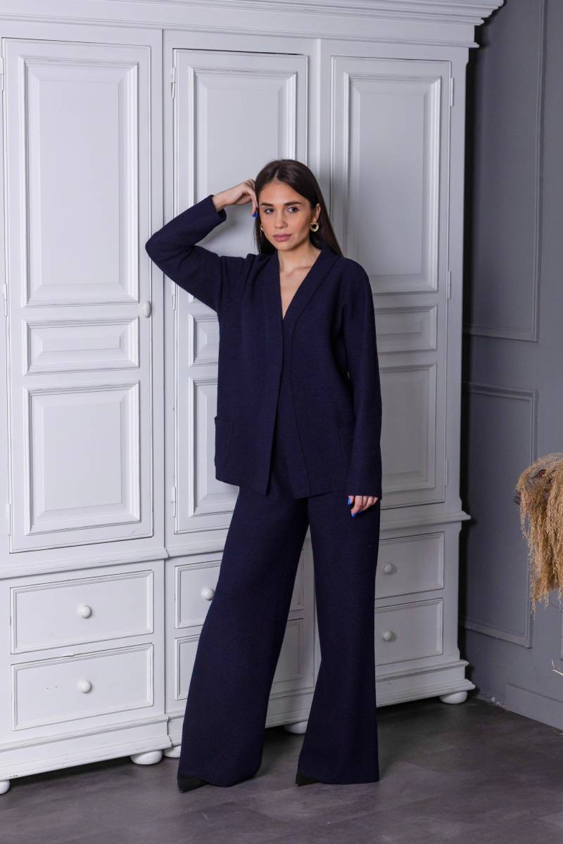 Natürliche Gekochte Wolle Set, Cardigan Und Hose, Zweiteiler Bio Wolle, Nachhaltig, Pizza Hose Aus Jacke Set Jackie von Linenlara