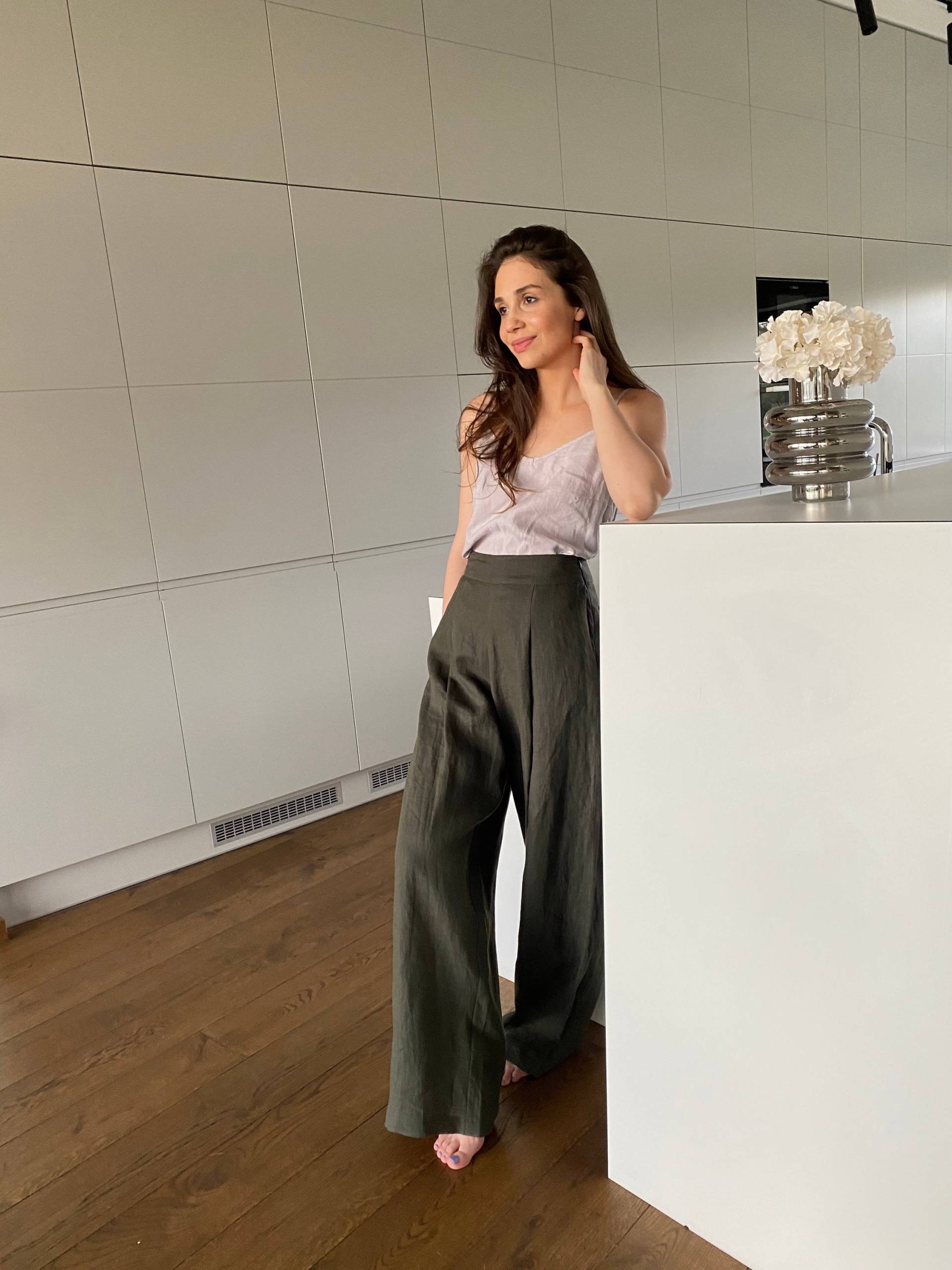 Weite Leinenhose, Leinenhose Für Frauen, Hochgeschlossene Haremshose, Fallschirmhose, Schlaghose, Laima Hose, Baggyhose von Linenlara