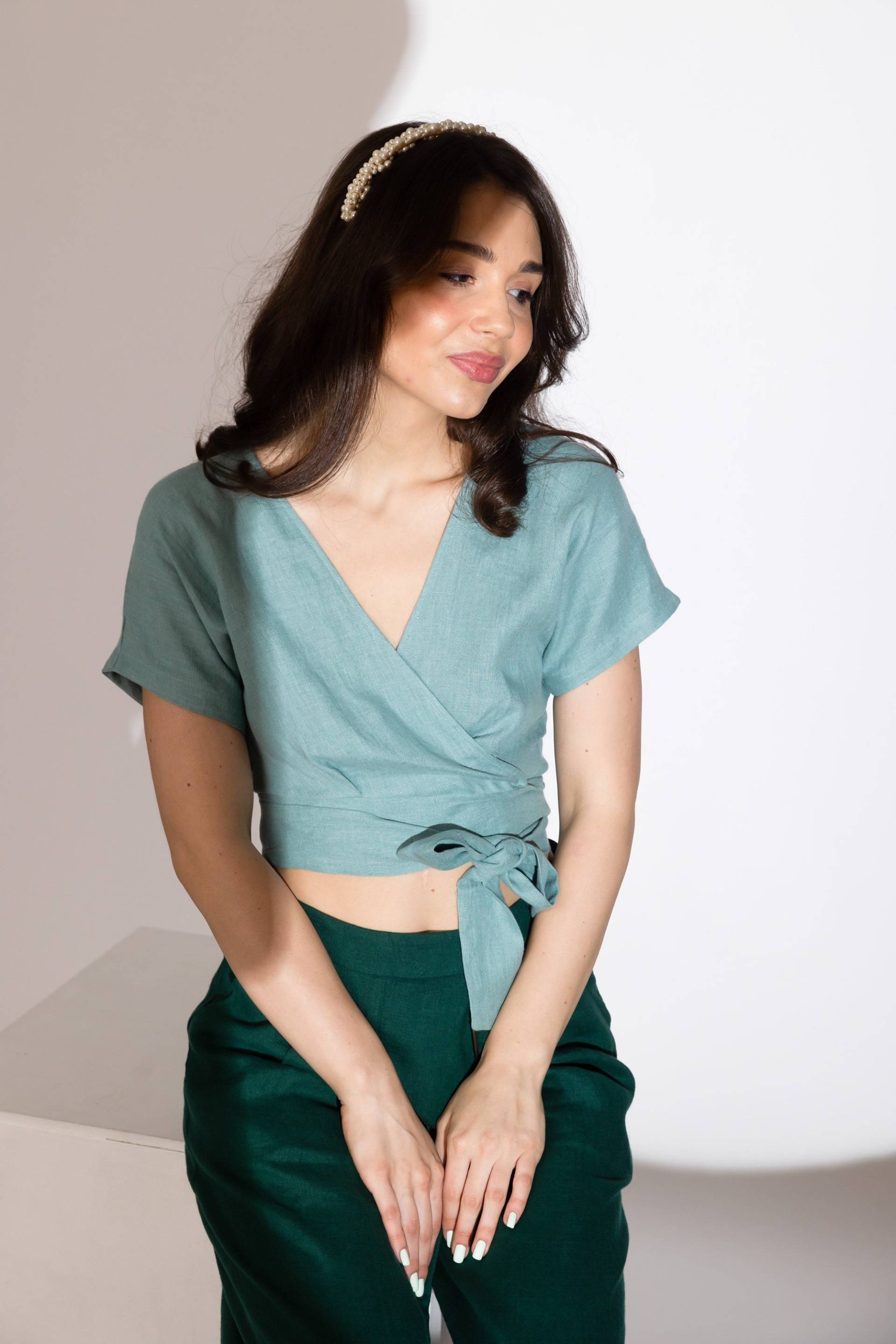 Wickeltop, Leinen Top, Bustier Boho Tops Für Frauen, Trompetenärmel Molly Top von Linenlara