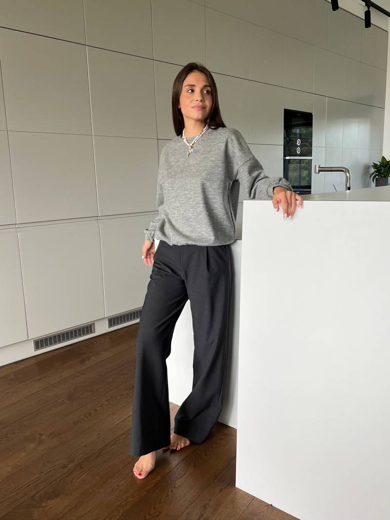 Wolle Palazzo Hose, Weite Zipper Schlaghose, Fließende Boho Streetwear Bundfaltenhose Laima von Linenlara