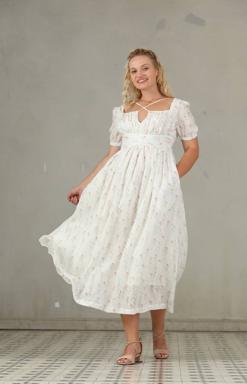 Bergamote 20 | Florales Leinenkleid von Linennaive