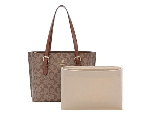 LinerLink Taschen-Organizer für Coach Mollie Tote (2er-Set), handgefertigter Tascheneinsatz, 2 mm Filztascheneinsatz, Damen-Handtaschenformer (Beige, Groß: 34 x 28 x 13 cm) von LinerLink