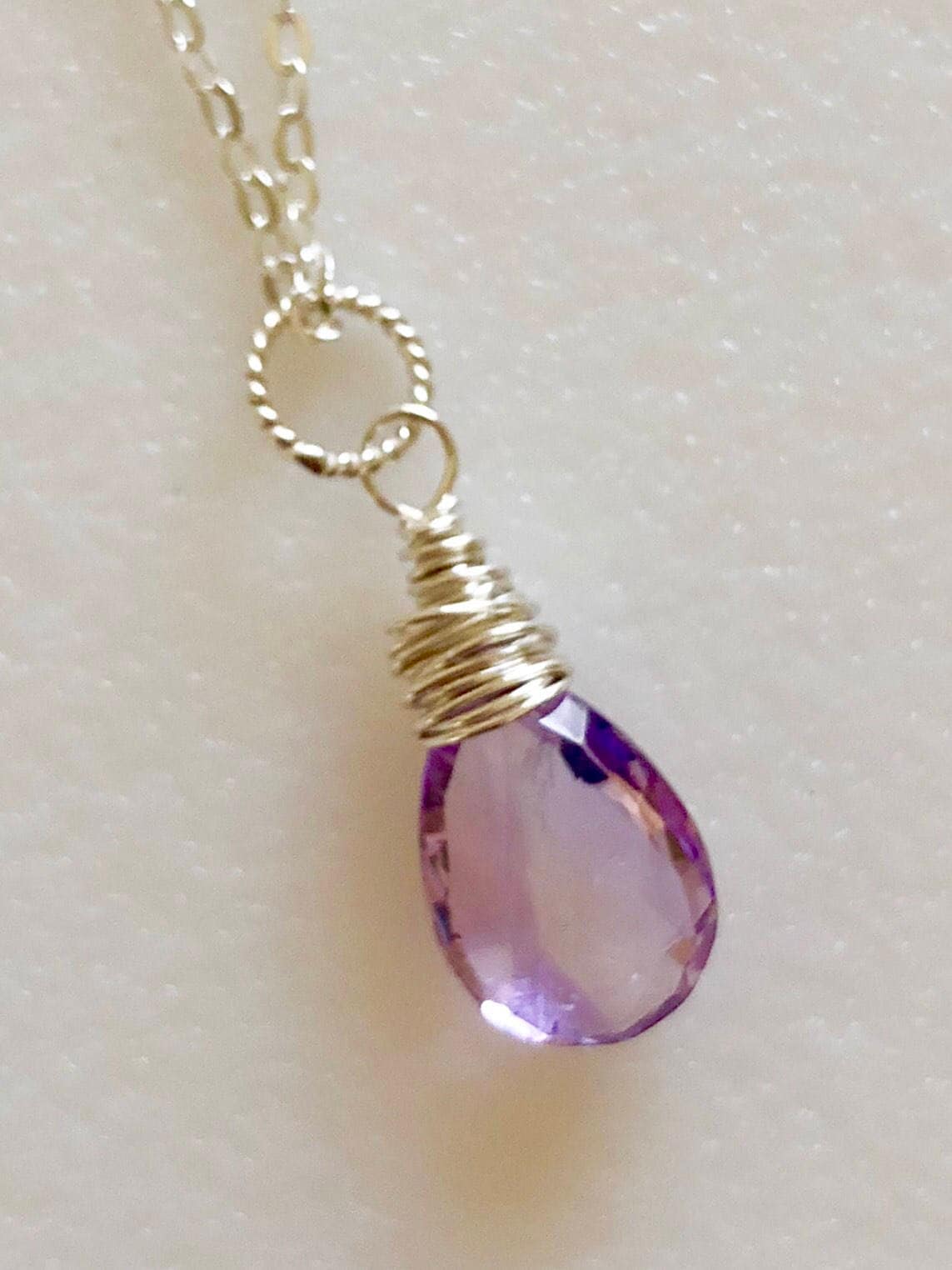 Amethyst Rose De France Halskette, Lila Rosa Edelstein, Februar Birthstone, Luxe Aaa, Braut, Muttertag, Sterling Silber, Gold Fill von Linettesjewelrychest