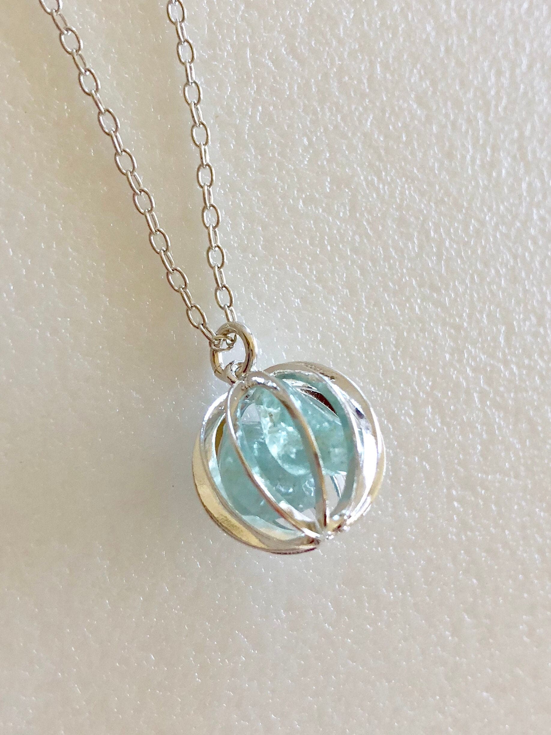 Aquamarin Käfig Anhänger, Blaue Edelsteine, Rohe Natürliche Nuggets, März Geburtsstein, Sterling Silber von Linettesjewelrychest