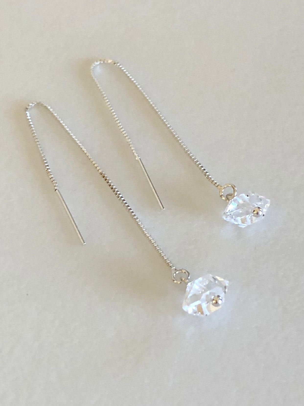 Herkimer-Diamant-Ohrringe, Einfädler-Ohrringe, April-Geburtsstein, Natürlicher Kristallquarz, Brautschmuck, 925Er Sterlingsilber Herkimer-Diamant-Ohrringe, Einfädler-Ohrringe, April-Geburtsstein, Natürlicher Kristallquarz, Brautschmuck, 925Er Sterlingsilber von Linettesjewelrychest