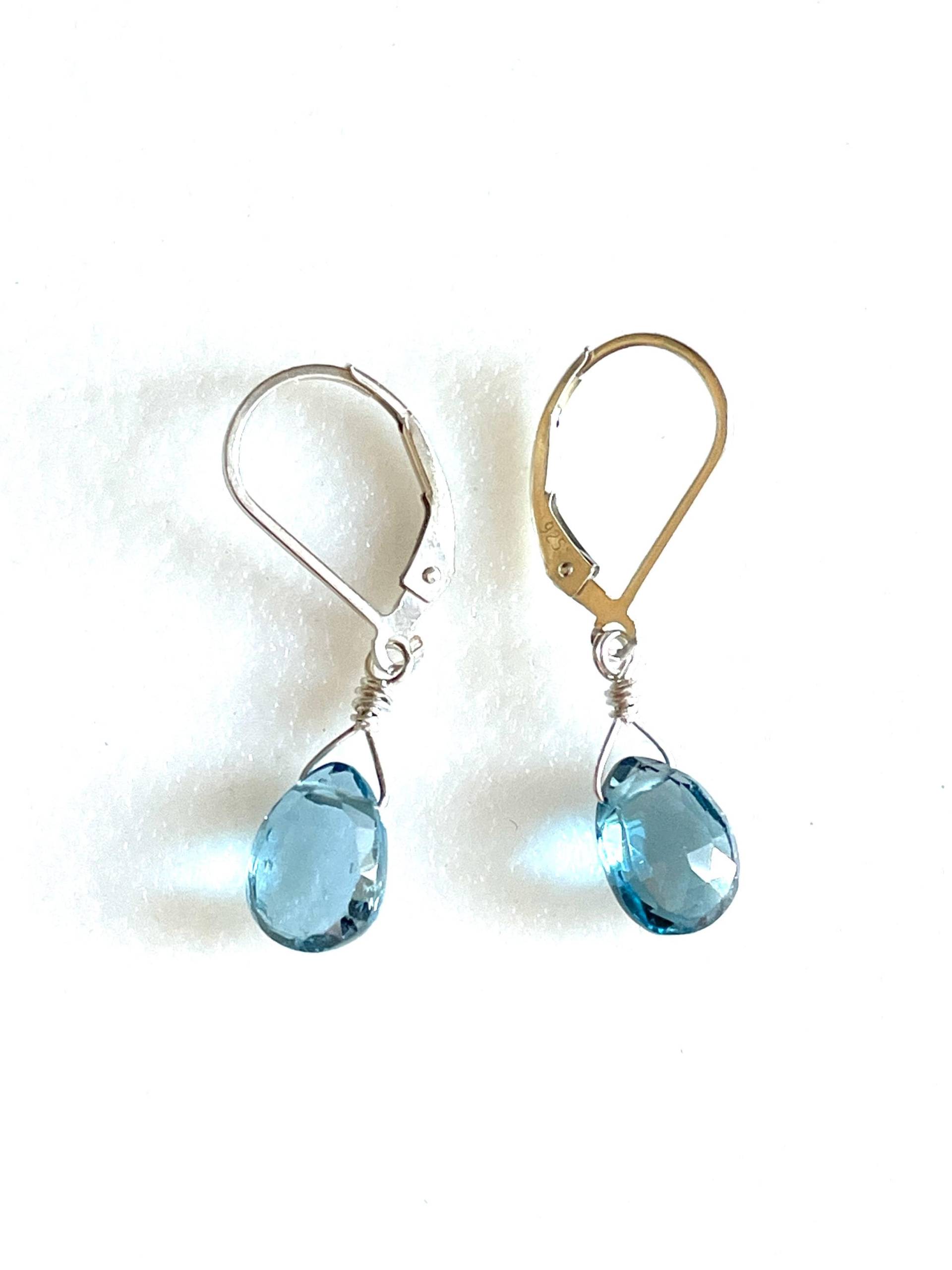 London Blautopas Ohrringe, Echte Tropfen, Edelstein Dezember Geburtsstein, Sterling Silber von Linettesjewelrychest