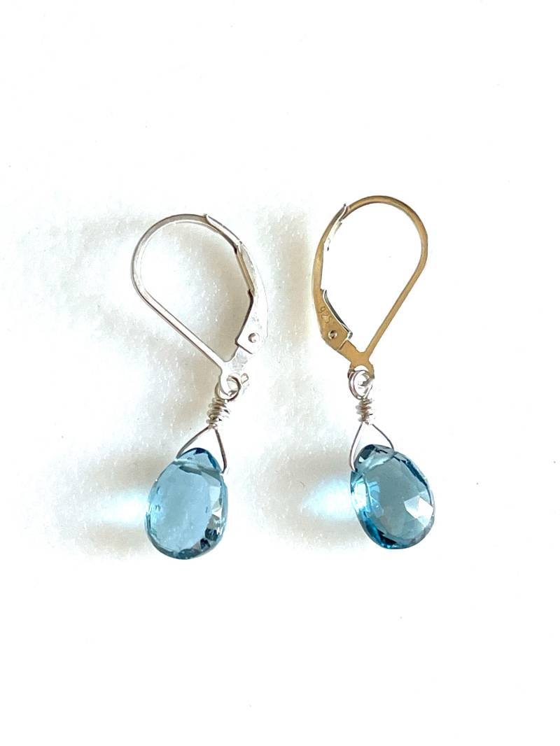 London Blautopas Ohrringe, Echte Tropfen, Edelstein Dezember Geburtsstein, Sterling Silber von Linettesjewelrychest