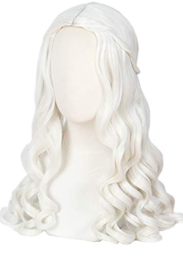 Linfairy Women Girl's White Blonde Long Wavy Perücke Halloween Cosplay Kostüm Königin Perücke Erwachsener von Linfairy