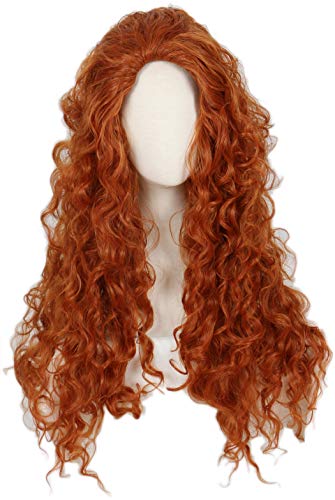 Linfairy Long Curly Orange Perücke Kostüm Halloween Cosplay -Perücke von Linfairy