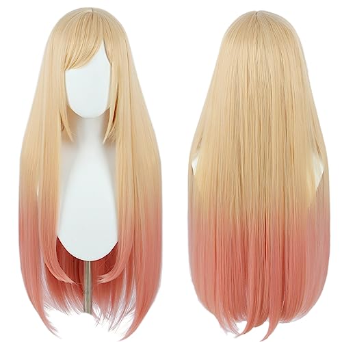 Linfairy Long Blonde Dye Pink Cosplay Perücke Halloween Kostüm Perücken für Frauen von Linfairy