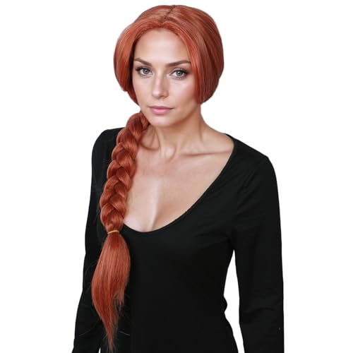 Linfairy Perücke Prinzessin Rot Braun Cosplay Perücken Kostüm Halloween für Erwachsene Frau Synthetische Perücken (Red Brown) von Linfairy