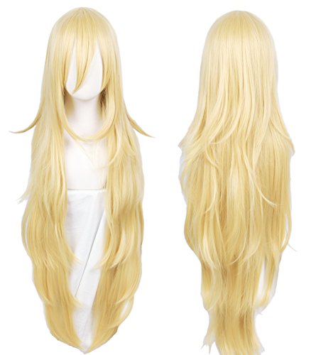 Linfairy Lange blonde Rachel-Perücke, Halloween-Cosplay-Kostüm-Perücke für Frauen, 90 cm von Linfairy