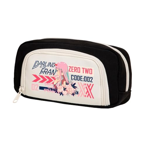 Linfemy 02 Zero Two Anime Federmäppchen, 3D-Druck, doppellagig, Schreibwaren-Box, große Kapazität, Schule, Schreibwaren, Aufbewahrung, Studenten, Schulbedarf, Schwarz 5, 20 x 10 x 5 CM, Federmäppchen von Linfemy