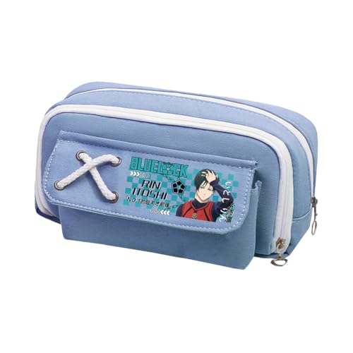 Linfemy Bachira Meguru Anime Federmäppchen Isagi Yoichi 3D-Druck Doppellagige Schreibwarenbox Große Kapazität Schule Schreibwaren Aufbewahrung Studenten, Typ 2, 22 x 11 x 5.5 cm, Federmäppchen von Linfemy