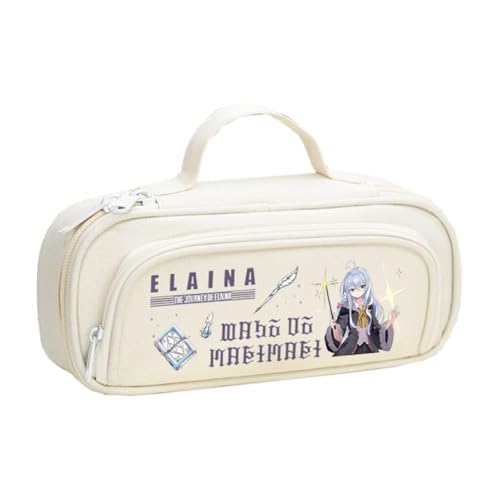 Linfemy Elaina Anime Federmäppchen, 3D-Druck, doppellagig, Elaina, Schreibwarenbox, große Kapazität, Schulbedarf, Schreibwaren, Aufbewahrung, Studenten, Weiß 5, 21 x 9 x 6 CM, Federmäppchen von Linfemy