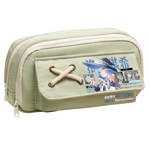 Linfemy Roxy Migurdia Anime Federmäppchen Sylphy 3D-Druck Doppellagige Schreibwarenbox Große Kapazität Schule Schreibwaren Aufbewahrung Studenten, Grün 1, 22 x 11 x 5.5 cm, Federmäppchen von Linfemy