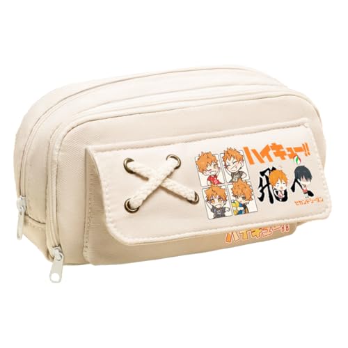 Linfemy Shoyo Hinata Anime Federmäppchen, 3D-Druck, doppellagig, Schreibwaren-Box, große Kapazität, Schulbedarf, Schreibwaren, Aufbewahrung, Studenten, Weiß (Typ 2), 21 x 11 x 5.5 cm, Federmäppchen von Linfemy