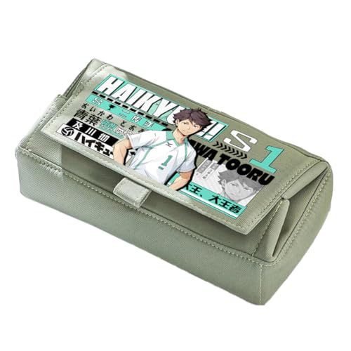 Linfemy Shoyo Hinata Anime Federmäppchen 3D-Druck Kozume Kenma Schreibwarenbox Große Kapazität Schulbedarf Schreibwaren Aufbewahrung Studenten, Grün (Typ 5), 22 x 11 x 10 CM, Federmäppchen von Linfemy