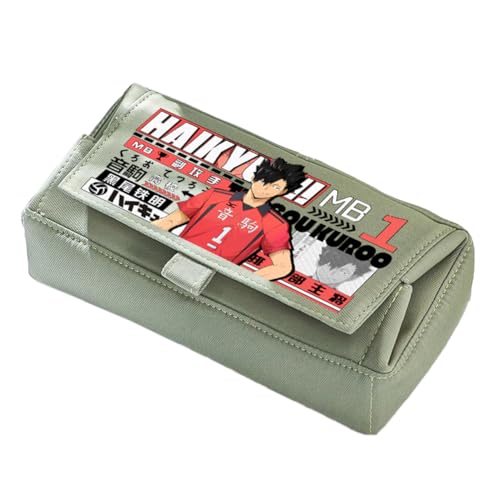 Linfemy Shoyo Hinata Anime Federmäppchen 3D-Druck Kozume Kenma Schreibwarenbox Große Kapazität Schulbedarf Schreibwaren Aufbewahrung Studenten, Grün (Typ 6), 22 x 11 x 10 CM, Federmäppchen von Linfemy