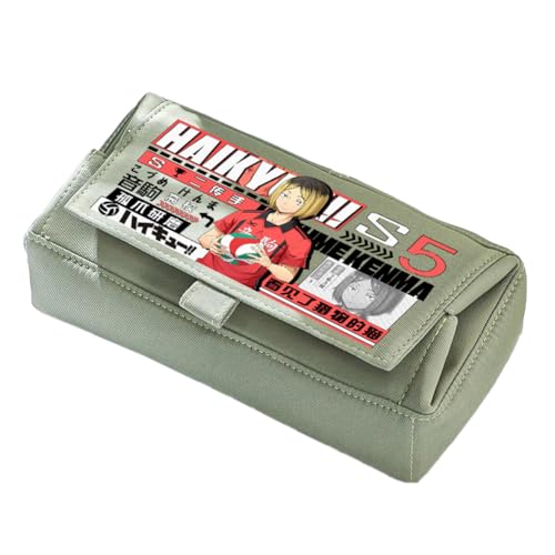Linfemy Shoyo Hinata Anime Federmäppchen 3D-Druck Kozume Kenma Schreibwarenbox Große Kapazität Schulbedarf Schreibwaren Aufbewahrung Studenten, Grün (Typ 7), 22 x 11 x 10 CM, Federmäppchen von Linfemy