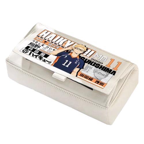 Linfemy Shoyo Hinata Anime Federmäppchen 3D-Druck Kozume Kenma Schreibwarenbox Große Kapazität Schulbedarf Schreibwaren Aufbewahrung Studenten, Weiß (Typ 1), 22 x 11 x 10 CM, Federmäppchen von Linfemy