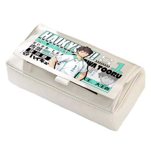Linfemy Shoyo Hinata Anime Federmäppchen 3D-Druck Kozume Kenma Schreibwarenbox Große Kapazität Schulbedarf Schreibwaren Aufbewahrung Studenten, Weiß (Typ 5), 22 x 11 x 10 CM, Federmäppchen von Linfemy