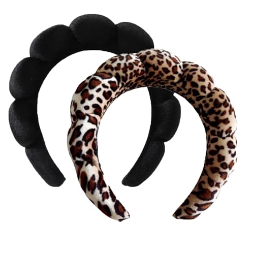 Ling & Bai Make-up-Stirnbänder für Damen, niedliches Samt-Hautpflege-Haarband, Haar-Accessoires für Gesichtswäsche, Dusche, Gesichtsmaske (Schwarz, Dunkelbraun, Einheitsgröße), 2 Stück von Ling & Bai