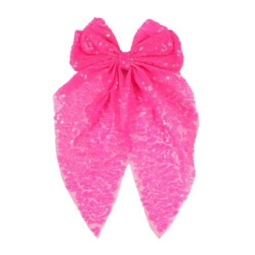 Ling & Bai Pailletten-Haarschleifen, große goldene Schleifen-Clips, silberfarbene Glitzer-Haarnadeln, Partys, funkelndes Haarstyling-Zubehör für Frauen und Mädchen (Hellrosa) von Ling & Bai