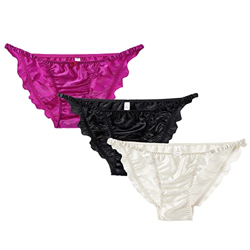 LingDooo Frauen Multi Paare Reine Seide Slips Höschen Weiche Glatte Gesunde Bikini Klassische Lässige Unterwäsche, h, L von LingDooo