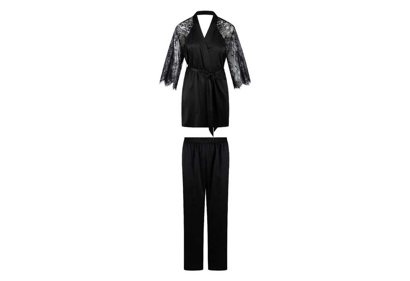 LingaDore Pyjama LingaDore 8007 Kimono-Set schwarz (Set, Pyjama-Set) von LingaDore