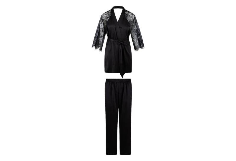 LingaDore Pyjama LingaDore 8007 Kimono-Set schwarz (Set, Pyjama-Set) von LingaDore