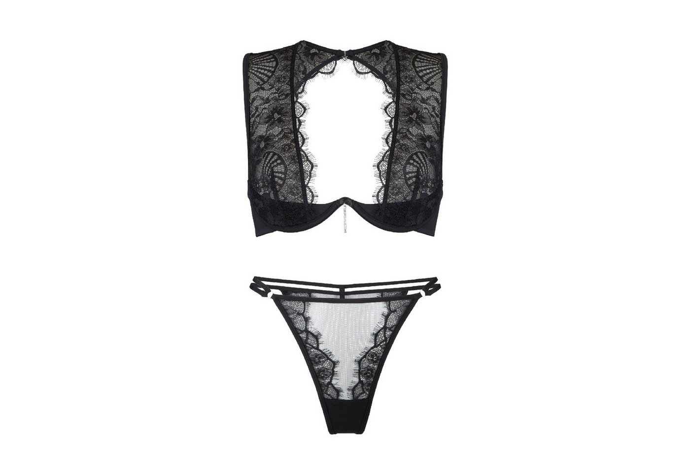 LingaDore Set: Bügel-BH LingaDore 8007 Bügel-BH mit String schwarz (Set, mit G-String) 2-teiliges Set von LingaDore