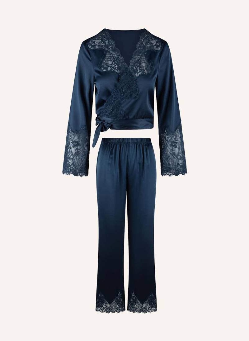 Lingadore Satin Pyjama Set blau von Lingadore